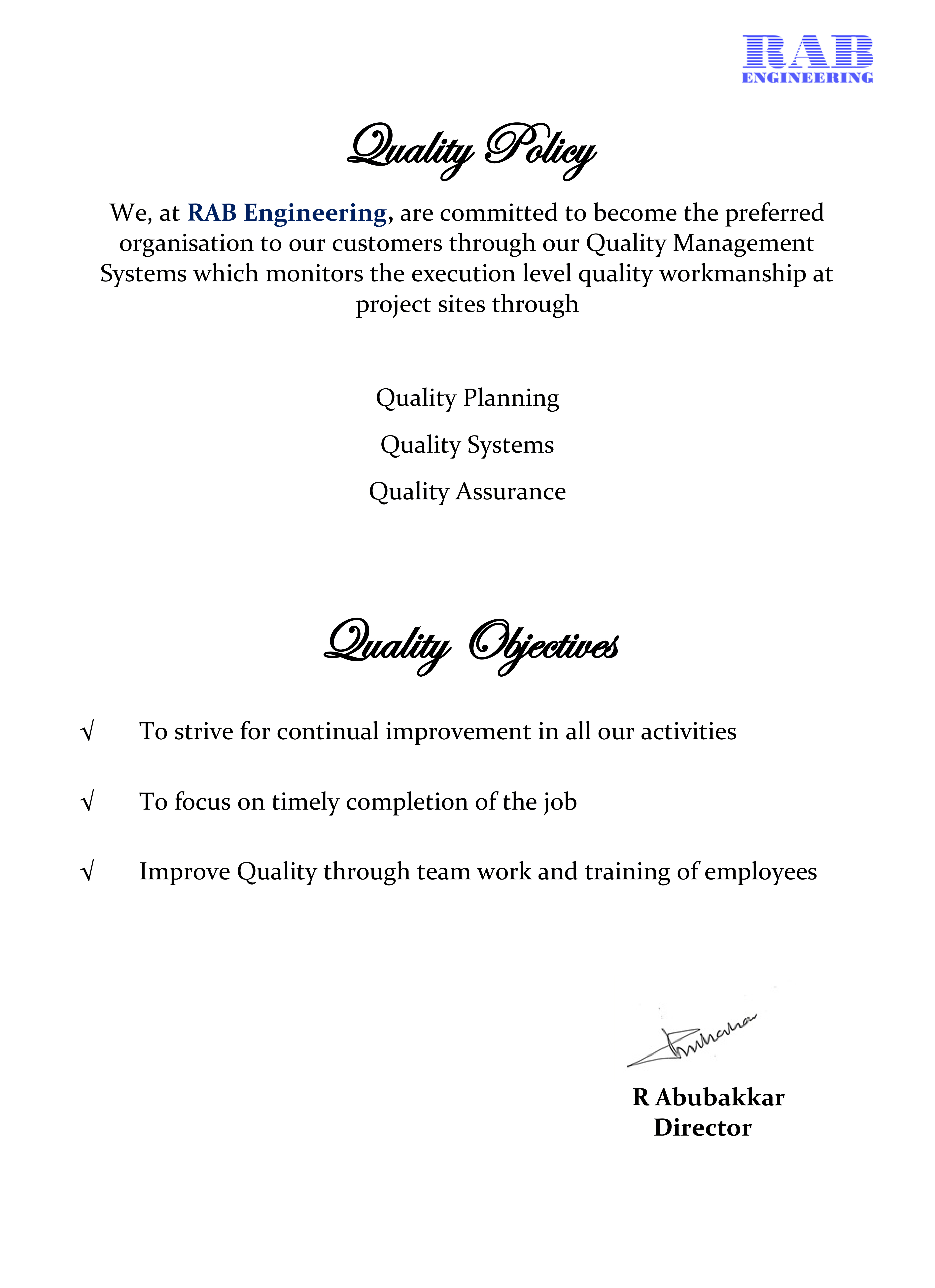 RAB Engineering team discussing quality standards or blueprints